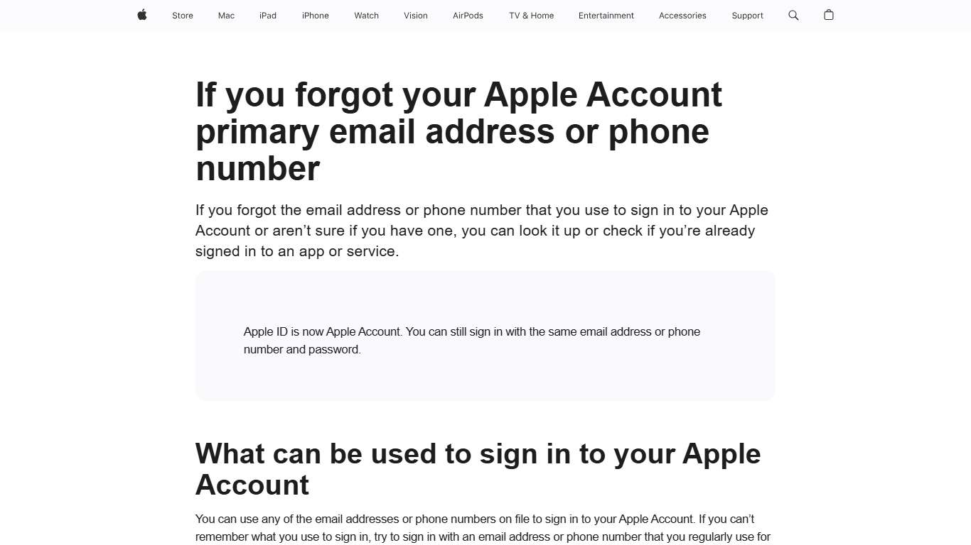 If you forgot your Apple Account primary email address or phone number - Apple Support
