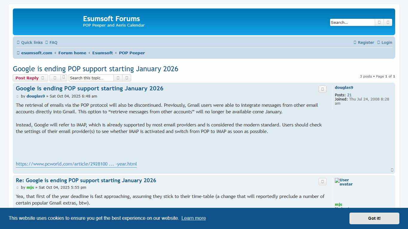 Google is ending POP support starting January 2026 - Esumsoft Forums