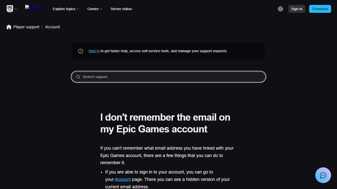 I don't remember the email on my Epic Games account - Account Support