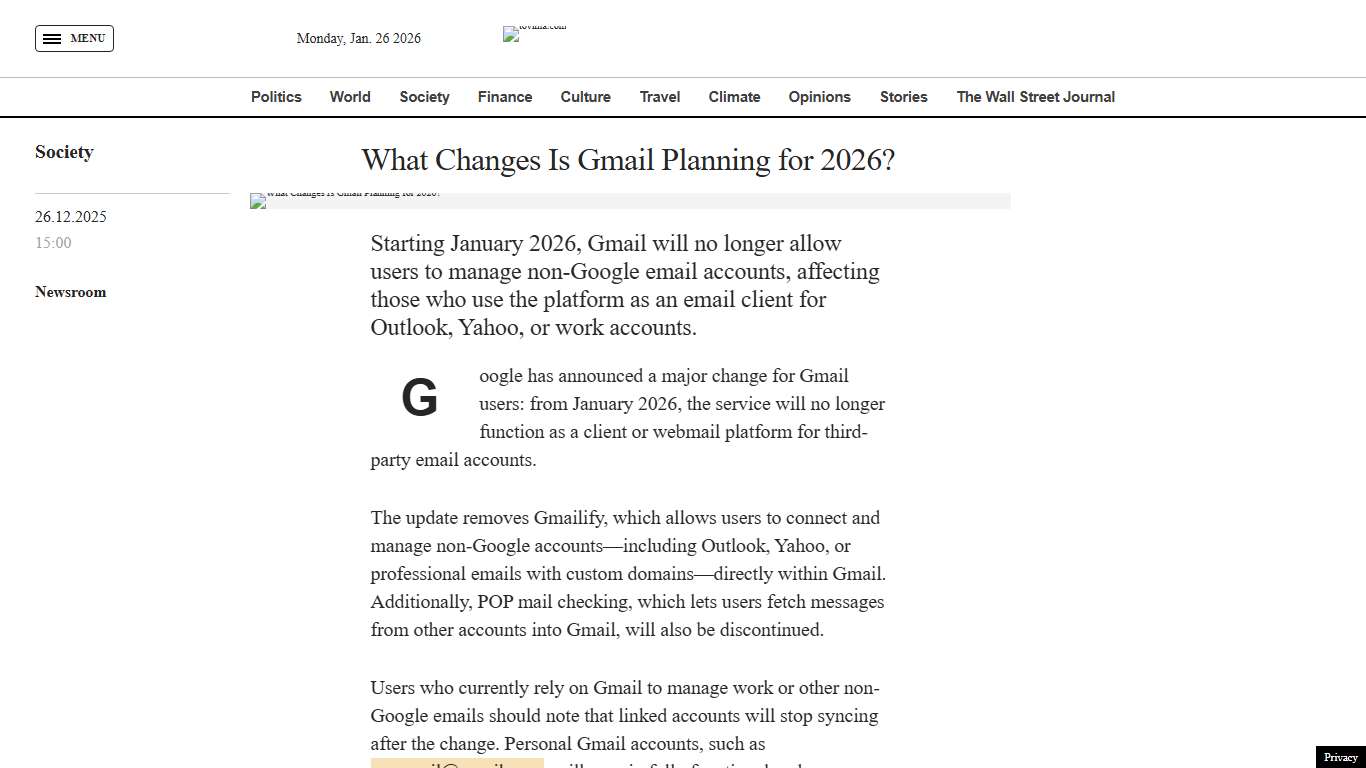 What Changes Is Gmail Planning for 2026? - tovima.com
